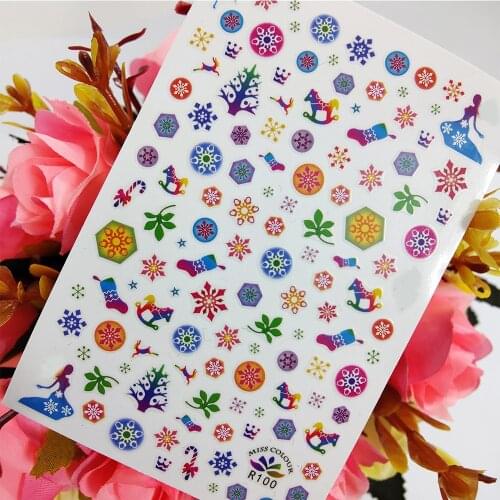 3D Stickers for Manicure Beautiful Neon Snowflake Designs Nail Decoraciones Sticker Self Adhesive Sliders foil on Nails