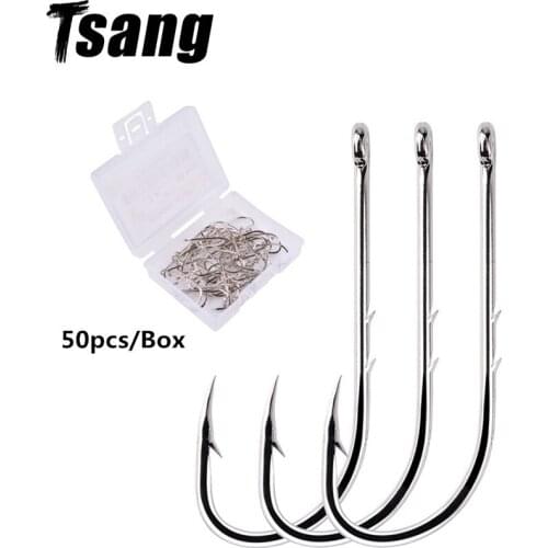 50pcs/ Box Spring Fishing Hooks 1#-10# Single Circle Fish Hooks Saltwater Bait Hook Fishhook Fishing Hook Fishing Accessories