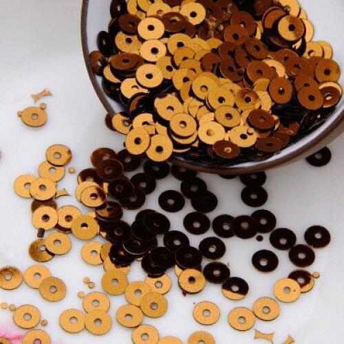 60g/lot 6mm Flat Round Sequins For Craft Bolsa PVC Cloth DIY Accessories Brown Confetti Spangles