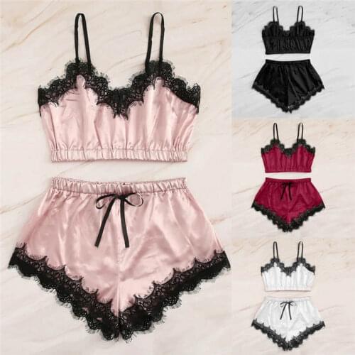 Satin Silk Pijamas for Women Pyjama Sexy Pajamas Set Nightwear Female Sleepwear Sleeveless Strapless Lingerie Lace Up Home Wear