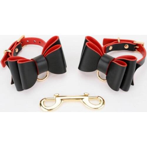 Bdsm bondage Back bowknot set womens erotic sexy lingerie handcuffs Collar for sex games toys for adults S0959