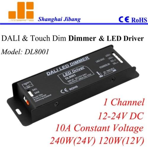 Free Shipping DALI driver, Dimmable DALI controller, DALI LED dimmer, Constant Voltage 1channel/12V-24V/10A/240W pn:DL8001