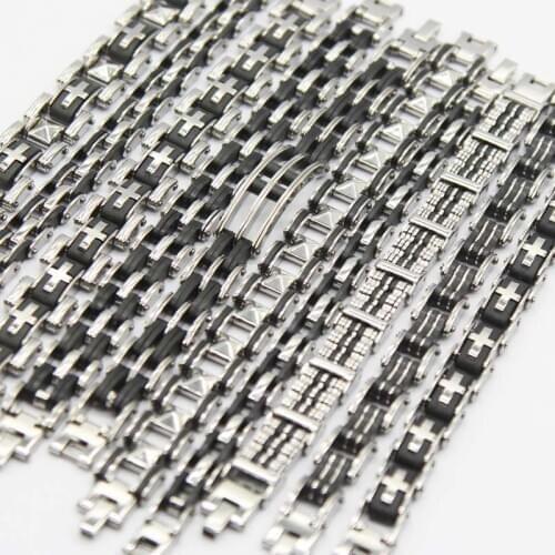 10 stainless steel chain bracelet mens mixed style fashion silver fine classic wholesale lot bulk jewelry