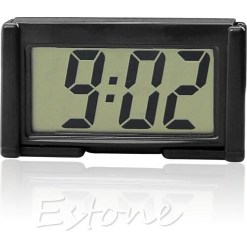 Interior Car Auto Desk Dashboard Digital Clock LCD Screen Self-Adhesive Bracket 95AA