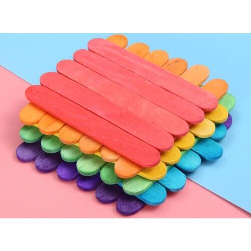 Dophee 50pcs Round Wooden Sticks Children Hand Material Creative Wood DIY Crafts Kids Gifts