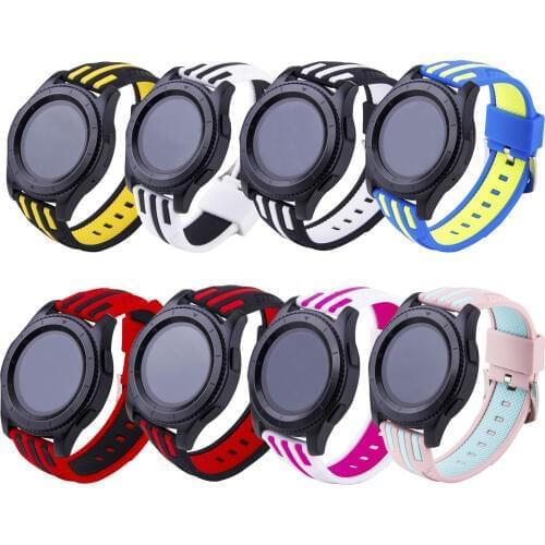 Dual Colors Stripe Replacement Strap for Samsung Gear S3 Frontier Soft Silicone Band for Gear S3 Classic Bracelet with Pins
