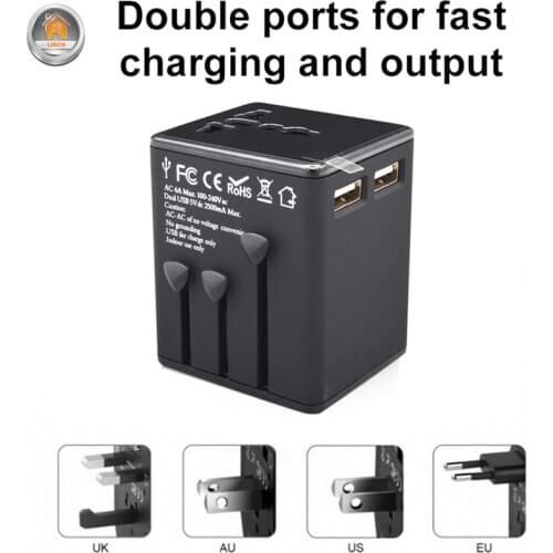 EU US UK AU Electric Plug Power Socket Adapter USB Charging Universal International Travel Adapter Charger Converter Wall Socket