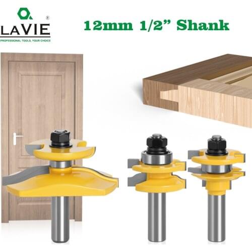 3PCS 12MM 1/2" Ogee Rail & Stile Backcutter Router Bit Panel Raiser Milling Cutter for Wood Set Woodworking Tenon Bits MC03083