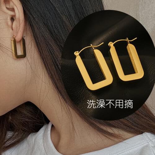 Geometric Earrings Rectangular gold earrings Womens earrings metal titanium steel earrings 2021 New trendy earrings