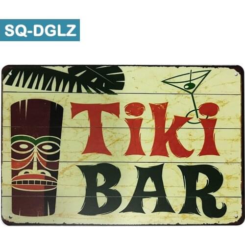 [SQ-DGLZ]Hot Tiki BAR Metal Sign Vintage Metal Plates Cafe Pub Club Home Wall Decor Tin Signs Retro Plaque