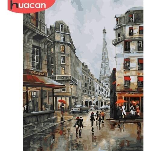 HUACAN Paint By Number City Street Drawing On Canvas HandPainted Art Gift DIY Pictures By Number Landscape Kits Home Decor