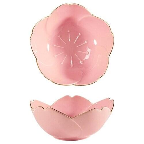 Sakura Ceramic Dishes for Kitchen Japanese Style Ceramic Dish Creative Flower Shape Bowl Ceramics Seasoning Small Dish