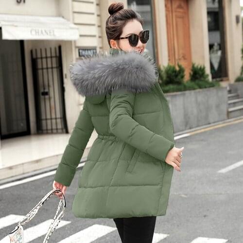 Womens Jacket Detachable Fake Fur Winter Jacket Female Coat Plus Size Winter Coat Hooded Down Parka Warm Long Outerwear