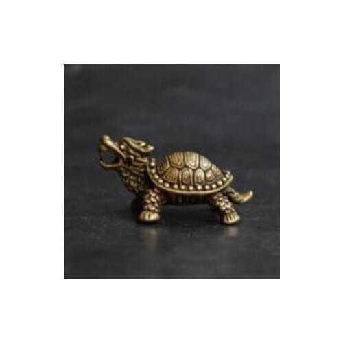 Copper Statue Chinese Old Collectibles Pure brass dragon turtle small statue