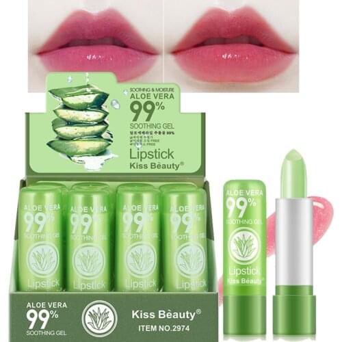 Color-changing Green Lip Balm With Aloe Vera Long-lasting Moisturizing Lip Gloss Cosmetics 3.5g Lips Makeup TSLM1