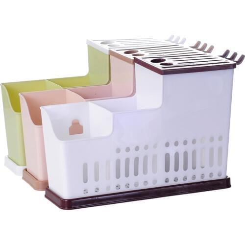 1pcs Multifunctional kitchen Tableware Shelving Plastic Drain Storage Box for Chopsticks Spoon Knife Kitchen Accessories