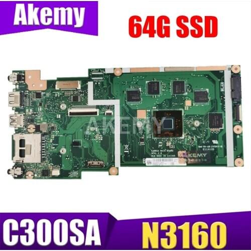 New C300SA 4GB RAM/N3160 CPU with 64G-SSD Motherboard For ASUS C300S C300SA Laotop Mainboard Motherboard