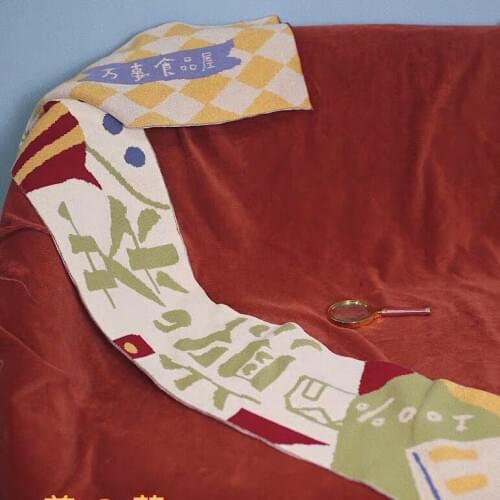 Autumn New Letter Jacquard Thick Knitted Scarf Cotton Warm Long Winter Womens Fashion Scarf