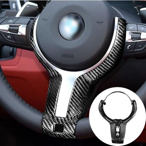 Steering Wheel Trims For BMW F20 F22 F30 F31 F32 F33 F36 F10 F06 F12 F13 F15 F16 M-sport Real Carbon Fiber Steering Wheel Cover
