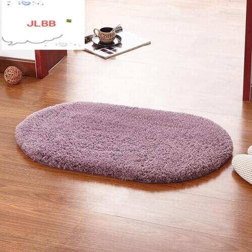 Oval Solid Color Gray Bath Mat Carpet Doormat Bathroom Non-slip Floor Absorbent Rugs Home Decor Washable Plush Velvet Carpets