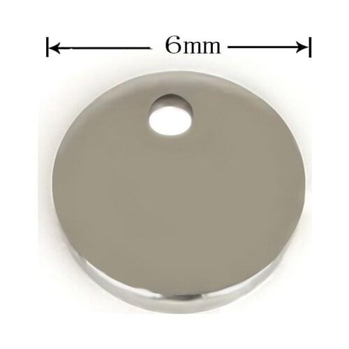 Hot Sale 50pcs/lot 6mm Stainless Steel Round Shape Charm Pendant Fit DIY Necklace Bracelet Jewelry Findings