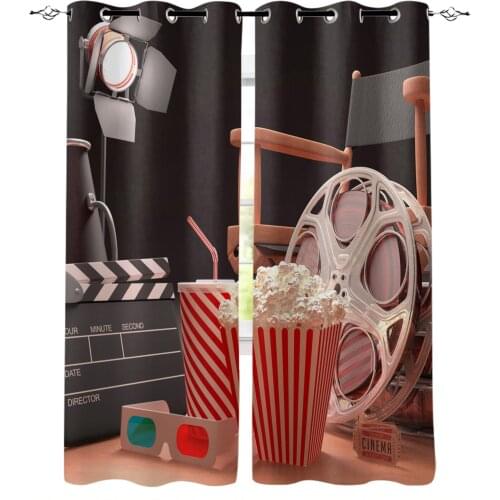 Popcorn Movie Glasses Windows Curtains Living Room Bedroom Kitchen Curtains For Children Drapes Window Treatments