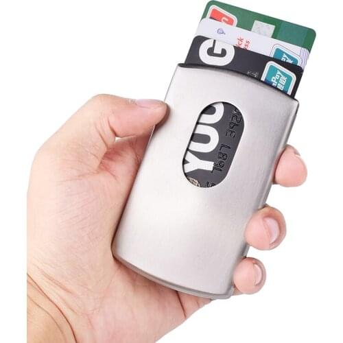 Portable Hand-Push Type Stainless Steel Men Business Name Card Holder Metal Credit Card Case Wallet for Women