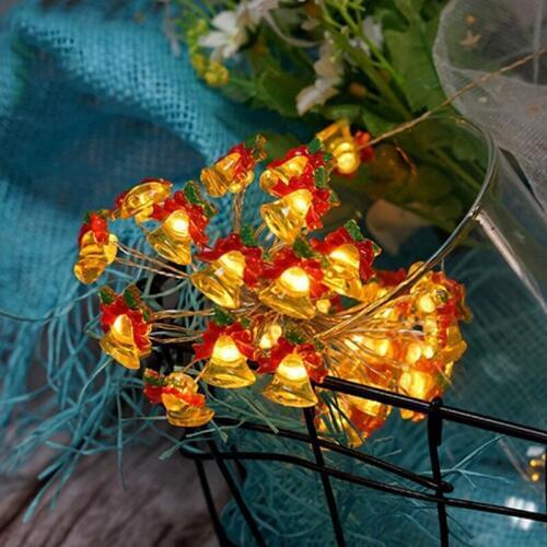 Christmas Bell String Lights Outdoor Waterproof Decor Colorful Lamps Garden Patio Fence Wedding Party Christmas Decoration