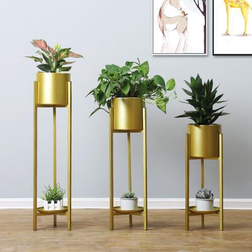 Nordic Wrought Iron Flower Stand Home Decoration Accessories Indoor Floor Metal Flower Pot Creative Succulent Plant Pot Rack