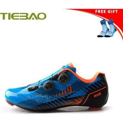 Tiebao carbon cycling shoes road men ultra-light breathable sapatilha ciclismo SPD-SL Athletic bicycle sneakers riding shoes
