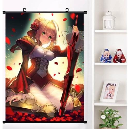 Japanese Anime Game FGO Fate/EXTRA Nero Saber Wall Scroll Mural Poster Cartoon Wall Hanging Poster Home Decor Collection