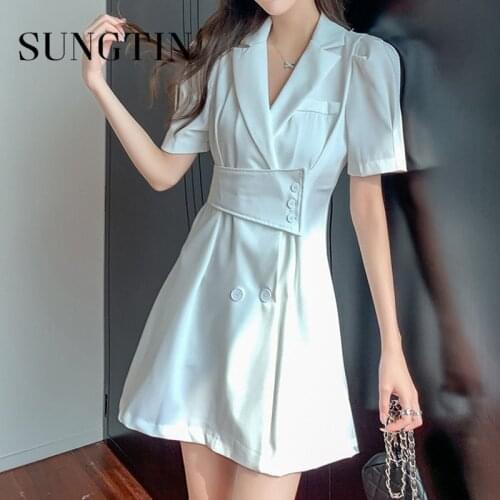 Sungtin Office Lady Blazer Dress Women Summer Spring Elegant Office Dress High Quality Korean Casual Dresses Female Clothes 2021