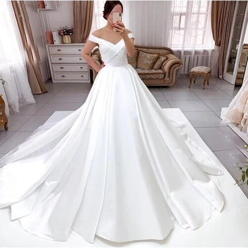 Vintage Skin Tulle O Neck White Satin Bridal Dresses Pleated Waist Boho A Line Wedding Gowns Custom Made Robe De Marriage 2021