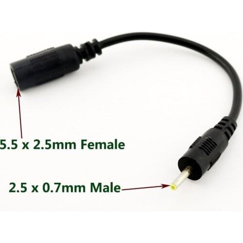 10pcs CCTV DC Power Adapter Cable 5.5mm x 2.5mm Female Jack Socket to 2.5 x 0.7mm Male 15cm