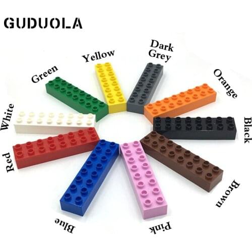 10pcs/lot Big Bricks2x8 dots in Blocks Parts Creative Toy Building Blocks Accessories For Children Of Low Age Gift