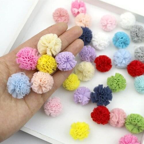 2.5CM Lace Pom Pom Trim Ball Macrame Yarn Ball Hand-Decorated Mesh Ball Hair Ornaments Toys DIY Decorative Accessories 20pcs/Bag