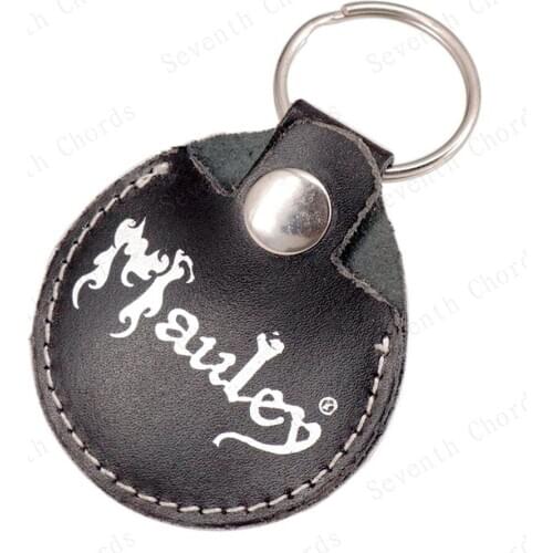 2 Pcs Black Leather Guitar Pick Holder Keychain Guitarra Plectrum Case Bag