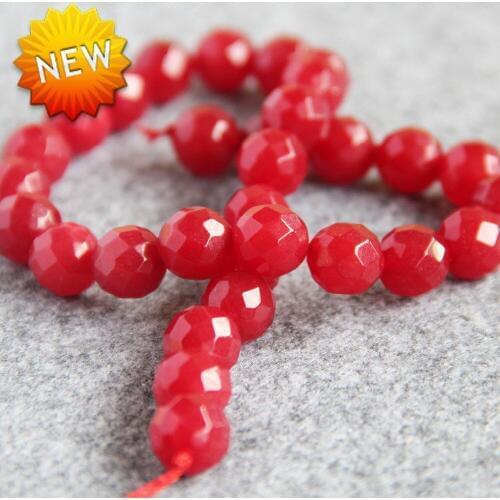 2021 New For Necklace&Bracelet 12mm Faceted Red Chalcedony Beads Round Shape Natural Stone Loose Beads 15inch Jewelry Making