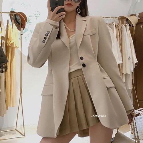 Spring Autumn Stitching Waist Hasp Blazer Coat Sexy Notched Collar Long Sleeve Pockets New Fashion 2021 Women