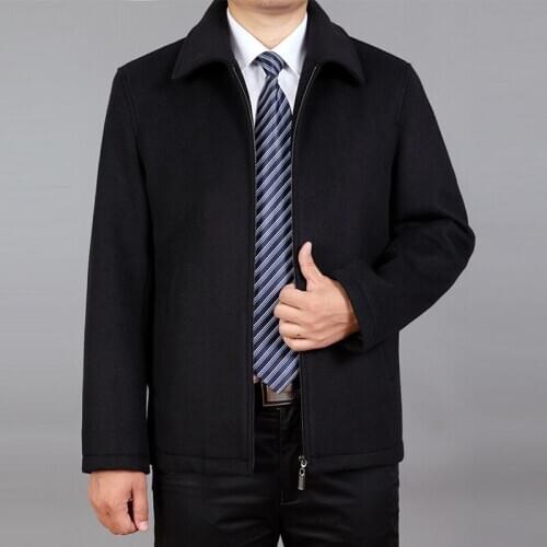 2021 Men Wool Coat Wool Blend Jacket Autumn Woolen Coat High Quality Winter Wool Jacket Male Turn-down Collar Zipper Coats 4XL