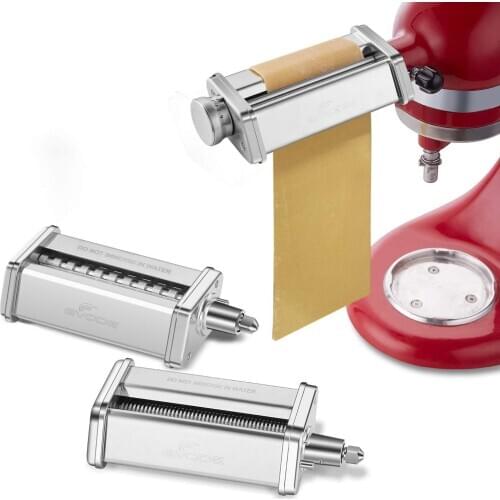 3-Piece Pasta Roller & Cutter Set Attachment for KitchenAid Stand Mixers,Stainless Steel Pasta Maker Accessory by LEDACE