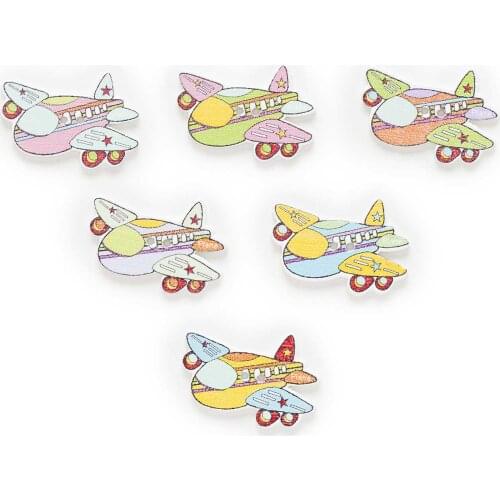 30pcs Aircraft/spaceship/UFO/Rocket/Helicopter Wood buttons Sewing Scrapbooking Clothing Handmade Crafts Home Cloth Decor