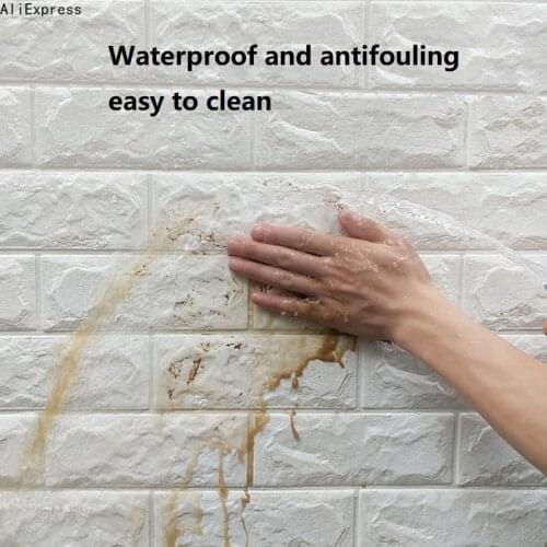 70cmx1m 3D Wallpaper Continuous Brick Pattern Sticker Waterproof Sticker Home Decoration 3D Self-Adhesive Wallpaper