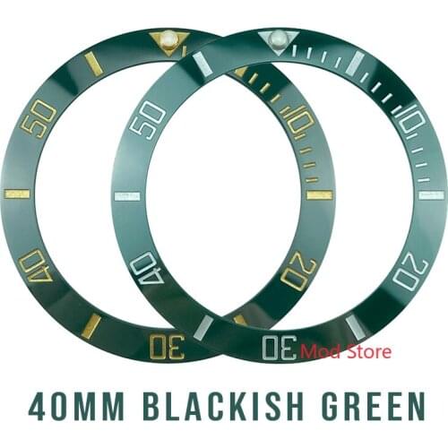 40mm Blackish Green Silver/Gold Printing Ceramic Bezel Insert Fit Sea-dweller Watch Super Luminous Pip Inner Diameter 31.6mm