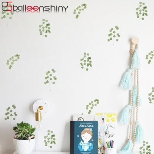 BalleenShiny DIY Watercolor Willow Branches Leaves Wall Decorative Sticker Pastoral Style Living Room Bedroom Fridge Mural Decal