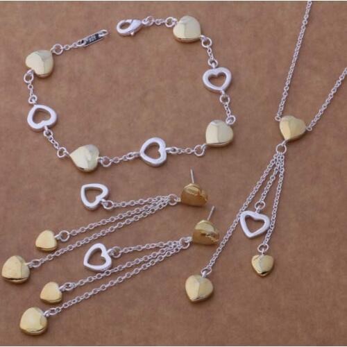 AS281 Hot sterling Jewelry Sets Bracelet 112 + Necklace 607 + Earring 295 /aldajcka arqajixa silver color