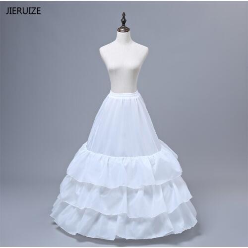 JIERUIZE Free Shipping High Quality White Petticoat Crinoline Underskirt 3-Layers For Wedding Dresses Bridal Gowns In Stock