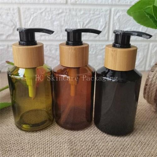 Sample Free Glass shampoo lotion bottle with Bamboo pump,cosmetic packing,cosmetic bottle,packing for liquid with bamboo cap