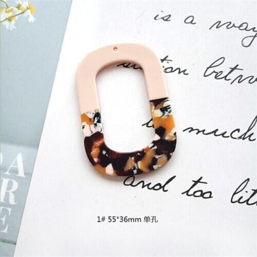 2pcs/lot hollow oval square acetic acid beads with hole charms connector for diy personality earrings jewelry making accessories