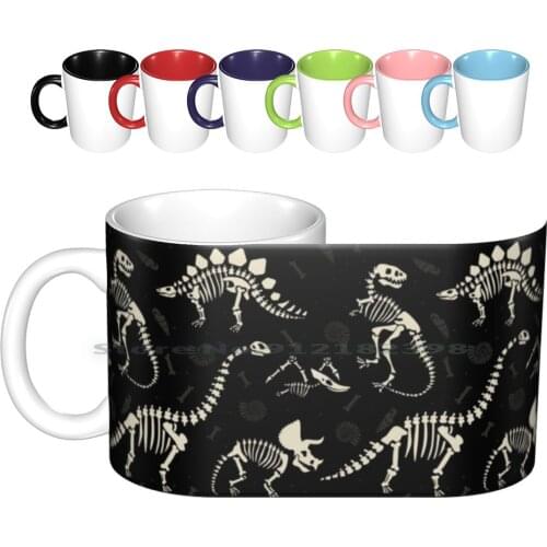 Dinosaur In Black Ceramic Mugs Coffee Cups Milk Tea Mug Dinosaur Dino Halloween Dia De Los Muertos Day Of The Dead Black Bones